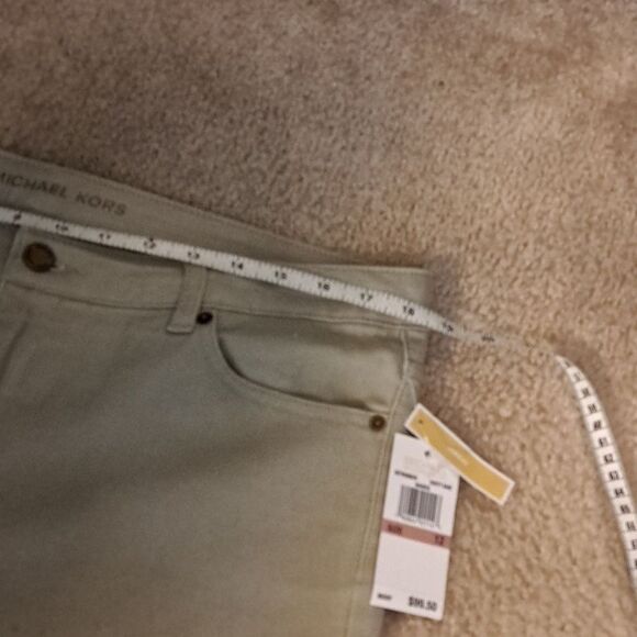 Michael Michael Kors Women’s Jeans NWT dusty Sage Size 12 Skinny 5 Pocket Logo - Picture 11 of 14